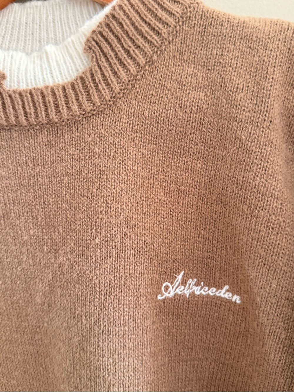 Men's Tan Crewneck Sweater with Script Logo